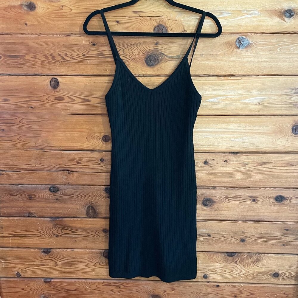 Avec Les Filles x Revolve ribbed Midi Vneck Spaghetti stap Dress Size Medium